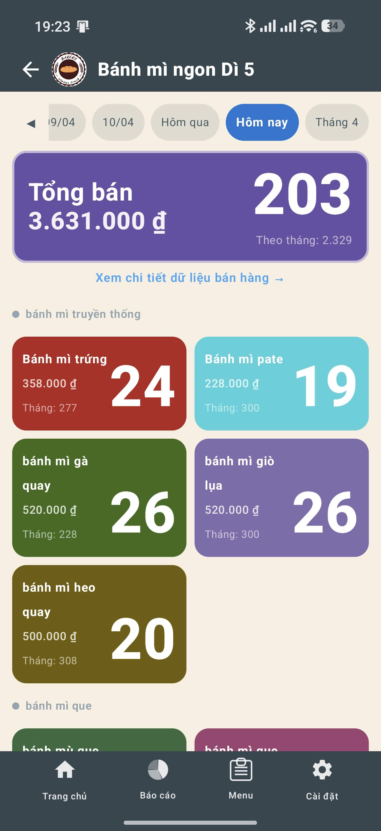 Thống kê theo ngày