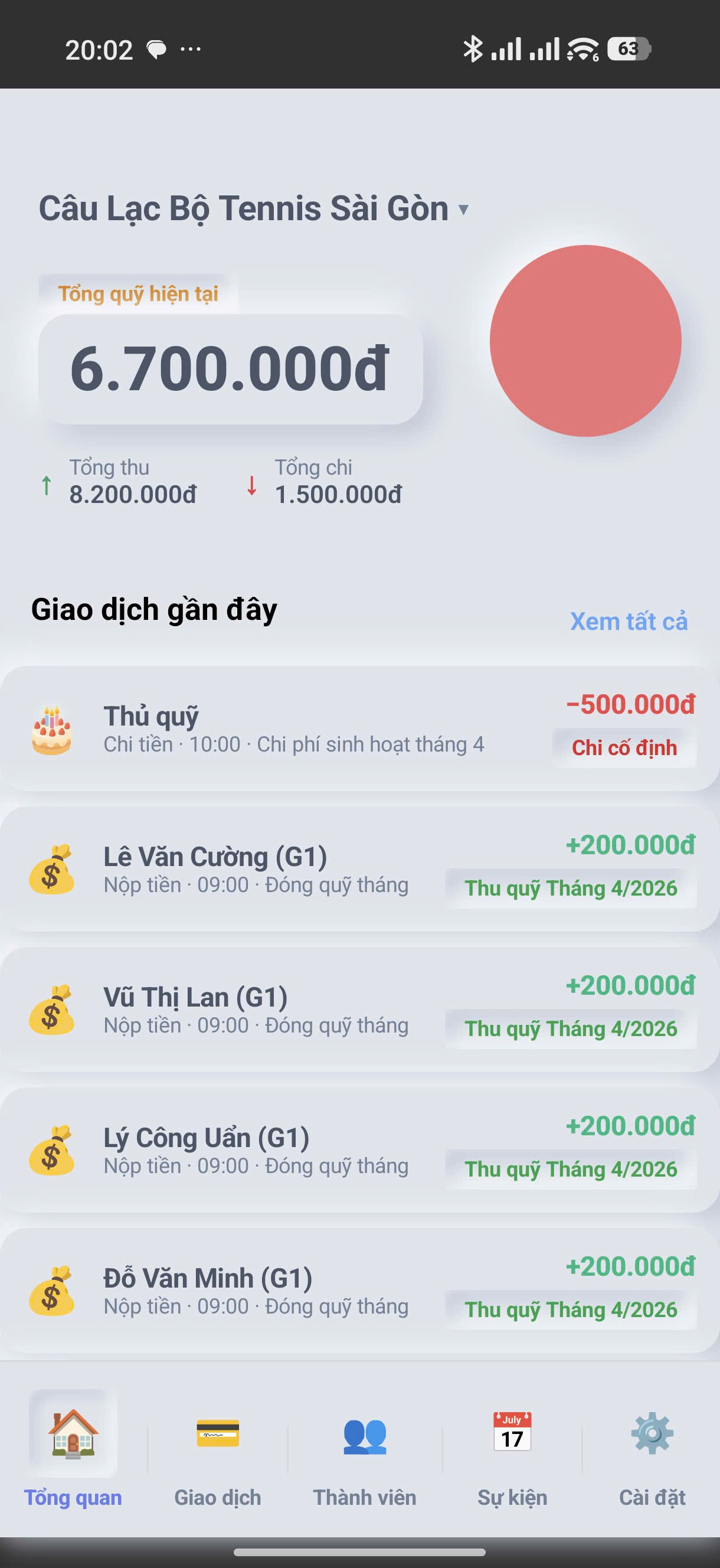 Giao dịch gần đây